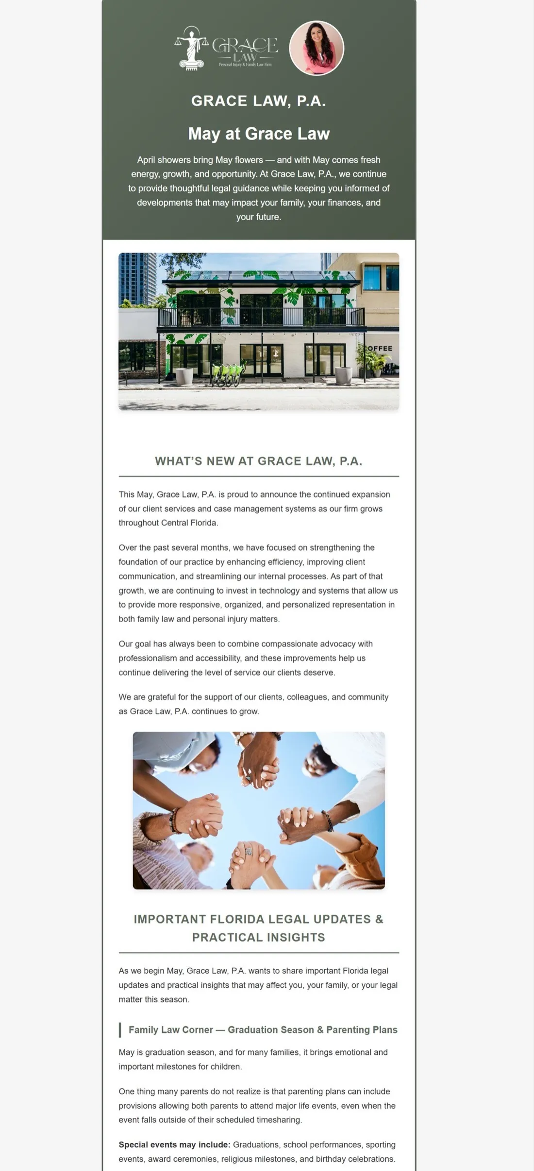 Grace Law PA client email marketing newsletter template design